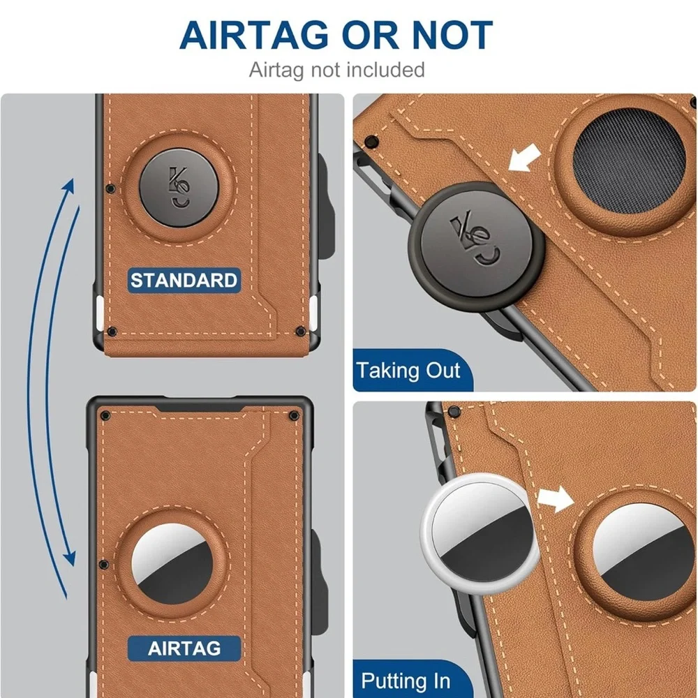 umoven AirTag Wallet for Men - with Pop Up Aluminum Case